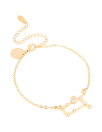 Waterproof Gold Plated Stainless Steel Cubic Zirconia Gemini Zodiac Sign Bracelet - link has visual effect only