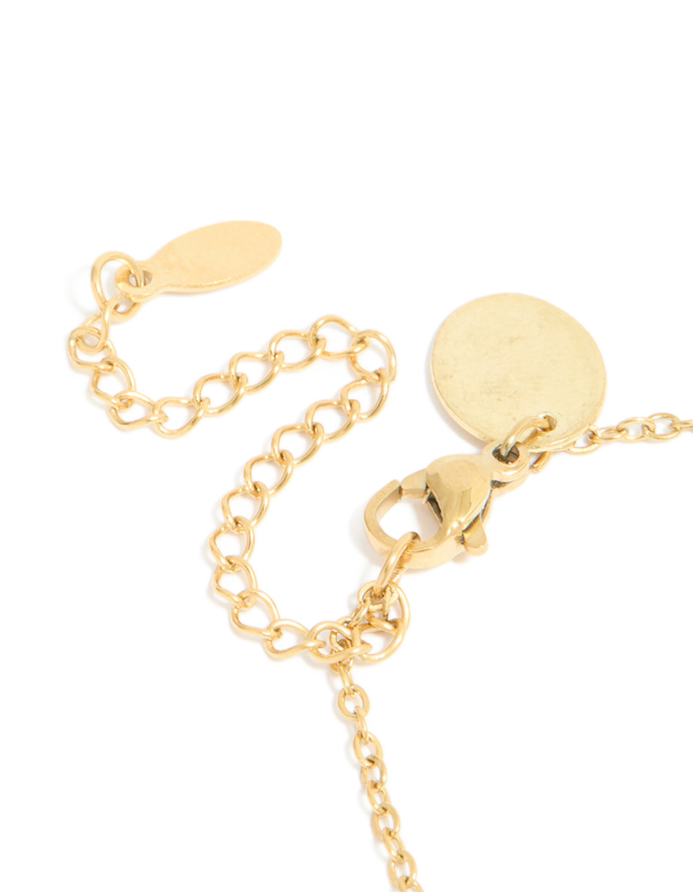 This waterproof gold plated stainless steel cubic zirconia Leo zodiac bracelet with celestial and star accents in statement style closure detail view