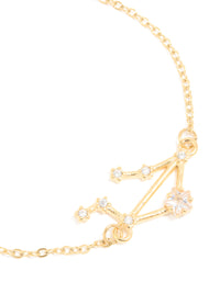 Waterproof Gold Plated Stainless Steel Cubic Zirconia Libra Zodiac Sign Bracelet - link has visual effect only