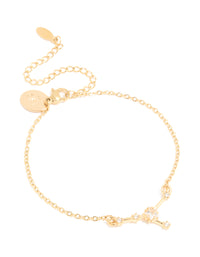 Waterproof Gold Plated Stainless Steel Cubic Zirconia Cancer Zodiac Sign Bracelet - link has visual effect only