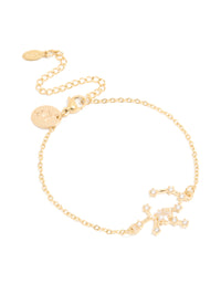 Waterproof Gold Plated Stainless Steel Cubic Zirconia Sagittarius Zodiac Sign Bracelet - link has visual effect only