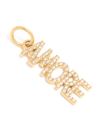 Waterproof Gold Plated Stainless Steel Cubic Zirconia Amore Charm - link has visual effect only