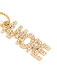 Waterproof Gold Plated Stainless Steel Cubic Zirconia Amore Charm - link has visual effect only