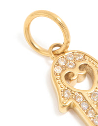 Waterproof Gold Plated Stainless Steel Filigree Hamsa Hand Charm - link has visual effect only