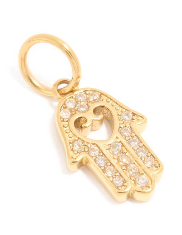 Waterproof Gold Plated Stainless Steel Filigree Hamsa Hand Charm