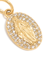 Waterproof Gold Plated Stainless Steel Cubic Zirconia Mary Charm - link has visual effect only