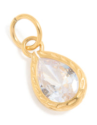 Waterproof Gold Plated Stainless Steel Cubic Zirconia Facet Drop Charm - link has visual effect only
