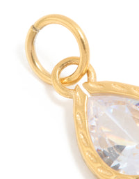 Waterproof Gold Plated Stainless Steel Cubic Zirconia Facet Drop Charm - link has visual effect only