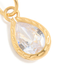 Waterproof Gold Plated Stainless Steel Cubic Zirconia Facet Drop Charm - link has visual effect only