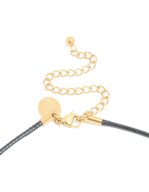Waterproof Gold Plated Organic Open Pendant Cord Necklace