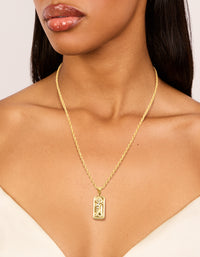 Waterproof Gold Plated Stainless Steel Flower Tab Necklace - link has visual effect only