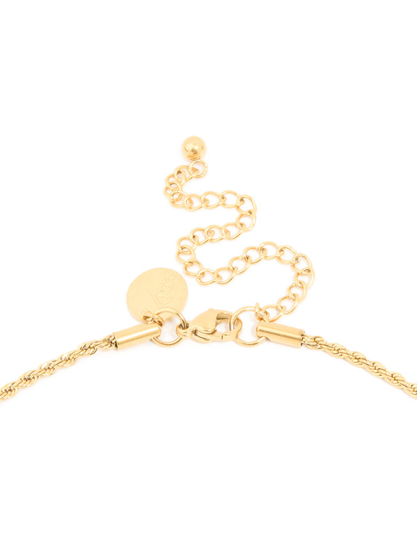 Waterproof Gold Plated Stainless Steel Flower Tab Necklace