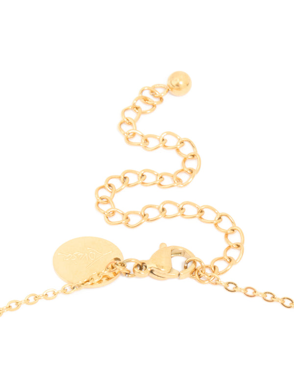 Waterproof Gold Plated Stainless Steel Red Glass Cherry Necklace