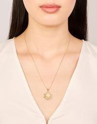 Waterproof Gold Plated Stainless Steel Sunburst Necklace - link has visual effect only