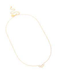 Waterproof Gold Plated Stainless Steel Cubic Zirconia Marquise Fan Necklace - link has visual effect only