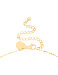 Waterproof Gold Plated Stainless Steel Cubic Zirconia Marquise Fan Necklace - link has visual effect only