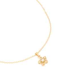 Waterproof Gold Plated Stainless Steel Cubic Zirconia Flower Outline Pendant Necklace - link has visual effect only