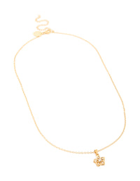 Waterproof Gold Plated Stainless Steel Cubic Zirconia Flower Outline Pendant Necklace - link has visual effect only