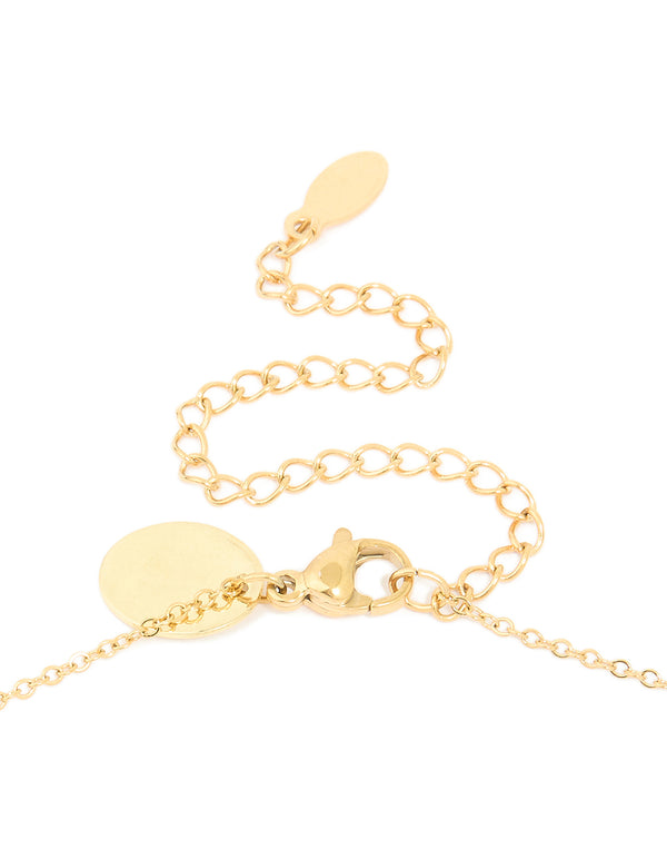 Waterproof Gold Plated Stainless Steel Cubic Zirconia Lock & Key Necklace