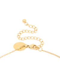 Waterproof Gold Plated Stainless Steel Cubic Zirconia Baguette & Round Pendant Necklace - link has visual effect only