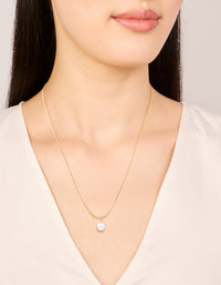 Waterproof Gold Plated Stainless Steel Freshwater Pearl Pendant Necklace - link has visual effect only