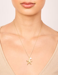 Waterproof Gold Plated Stainless Steel Pearl Starfish Pendant Necklace - link has visual effect only