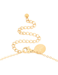 Waterproof Gold Plated Stainless Steel Green Semi Precious Stone Chip Necklace - link has visual effect only