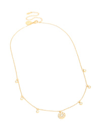 Waterproof Gold Plated Stainless Steel Cubic Zirconia Droplet Pendant Necklace - link has visual effect only