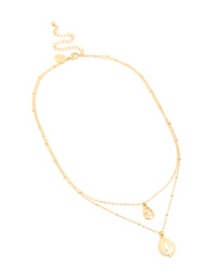 Waterproof Gold Plated Stainless Steel Pear Shaped & Celestial Layered Necklace - link has visual effect only