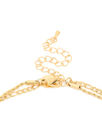 Waterproof Gold Plated Stainless Steel Tigers Eye Semi Precious Stone Cross Chain Layered Necklace - link has visual effect only