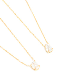 Waterproof Gold Plated Stainless Steel Cubic Zirconia Necklaces 2-Pack - link has visual effect only