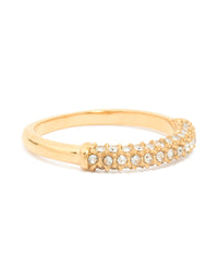 Waterproof Gold Plated Stainless Steel Cubic Zirconia Pave Skinny Ring - link has visual effect only