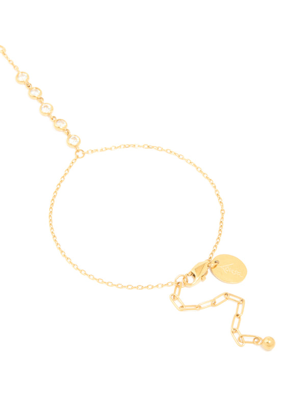 Waterproof Gold Plated Stainless Steel Diamante Fine Hand Chain