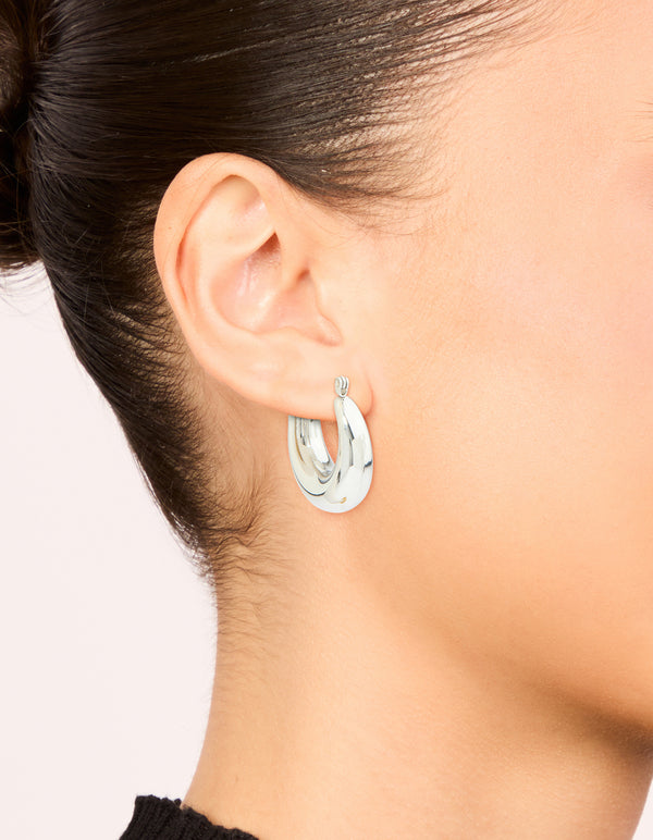 Waterproof Stainless Steel Small Chunky Huggie Earrings