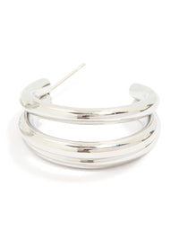 Waterproof Stainless Steel Triple Prong Hoop Earrings - link has visual effect only