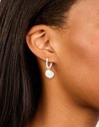 Waterproof Stainless Steel Pearl Huggie Earrings - link has visual effect only