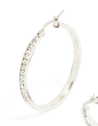 Waterproof Stainless Steel Diamante Hoop Earrings 35 MM - link has visual effect only