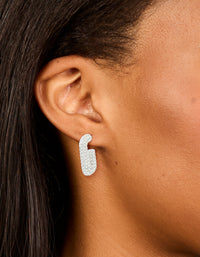 Waterproof Stainless Steel Cubic Zirconia Pavé Rectangle Hoop Earrings - link has visual effect only