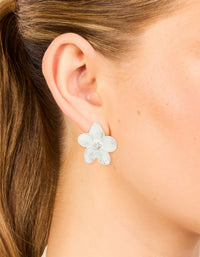 Waterproof Stainless Steel Mini Textured Flower Earrings - link has visual effect only
