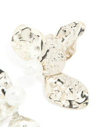 Waterproof Stainless Steel Pearl Large Flower Stud Earrings - link has visual effect only