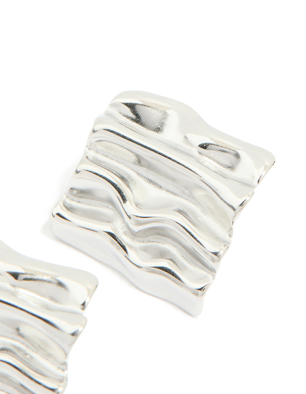 Waterproof Stainless Steel Textured Square Stud Earrings