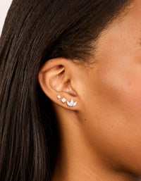 Waterproof Stainless Steel Cubic Zirconia Fine Marquise & Classic Stud Earrings 3-Pack - link has visual effect only