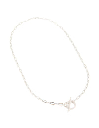 Waterproof Stainless Steel Cubic Zirconia T-Bar Necklace - link has visual effect only