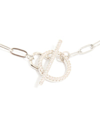 Waterproof Stainless Steel Cubic Zirconia T-Bar Necklace - link has visual effect only