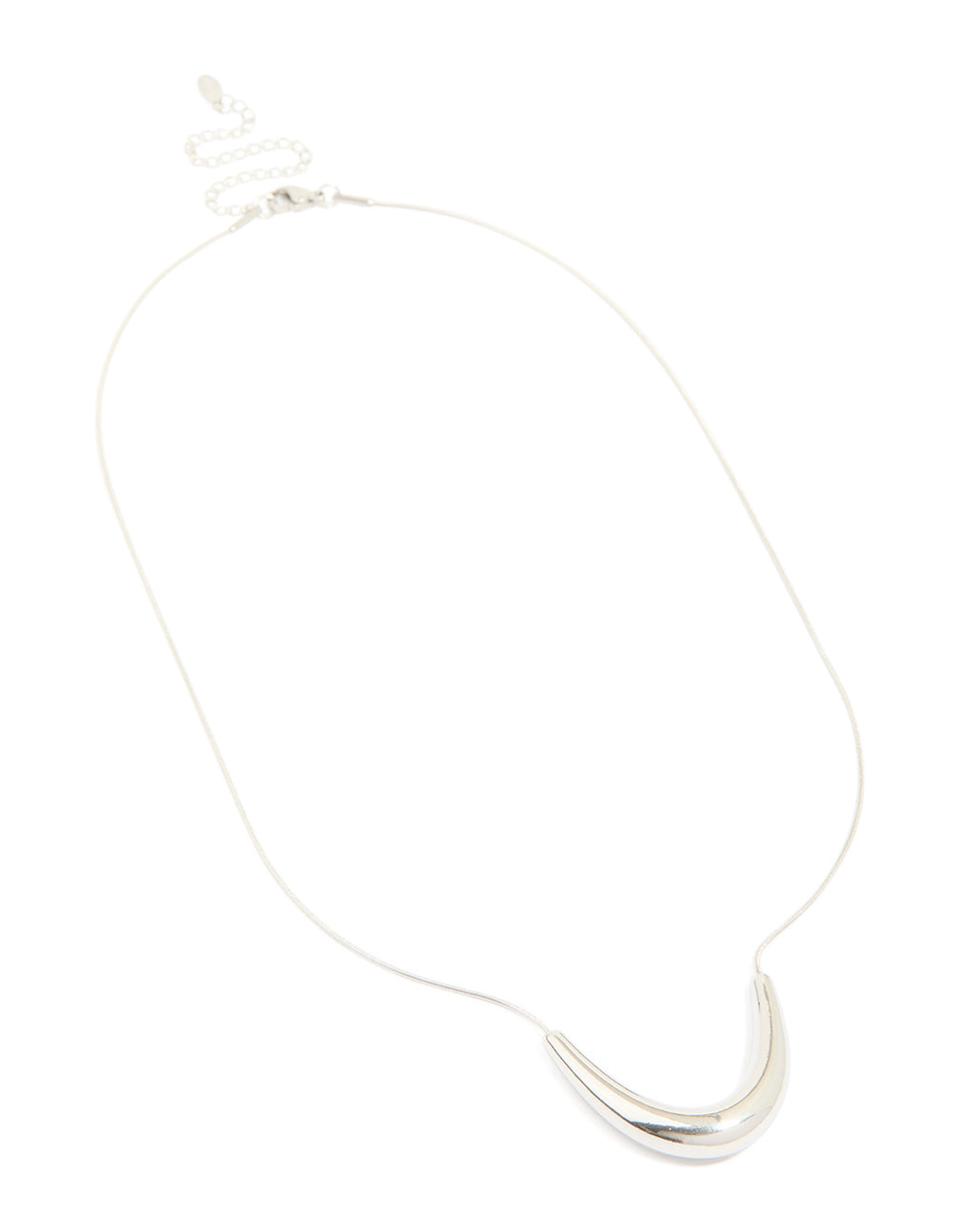 Designed with a waterproof stainless steel U-shape pendant necklace in silver front view