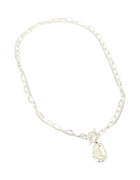 Waterproof Stainless Steel Molten Pendant & Chain Layered Necklace - link has visual effect only
