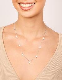 Waterproof Stainless Steel Cubic Zirconia Station Necklace - link has visual effect only