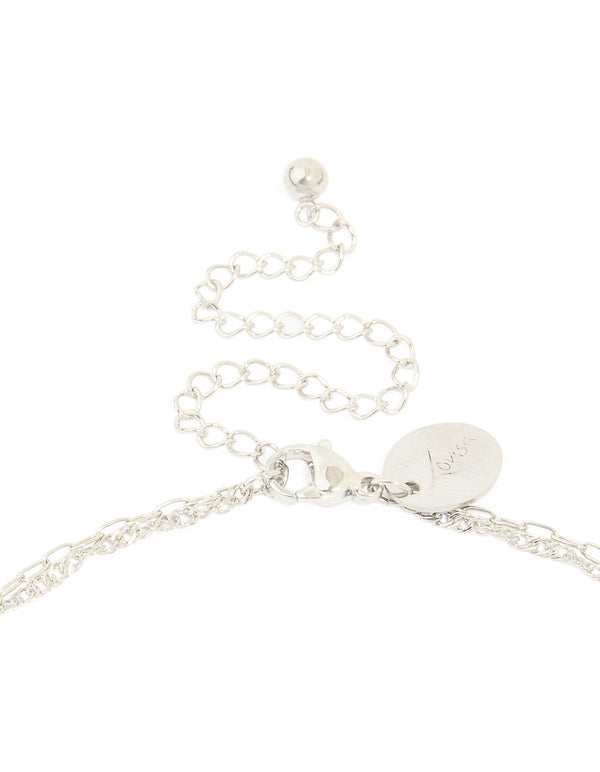Waterproof Stainless Steel Pearl & Molten Pendant Chain Layered Necklace