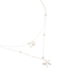 Waterproof Stainless Steel Starfish & Shell Layered Necklace - link has visual effect only