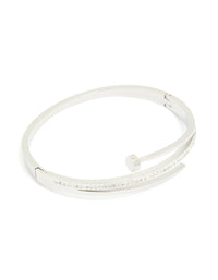 Waterproof Stainless Steel Cubic Zirconia Nail Hinge Bangle - link has visual effect only